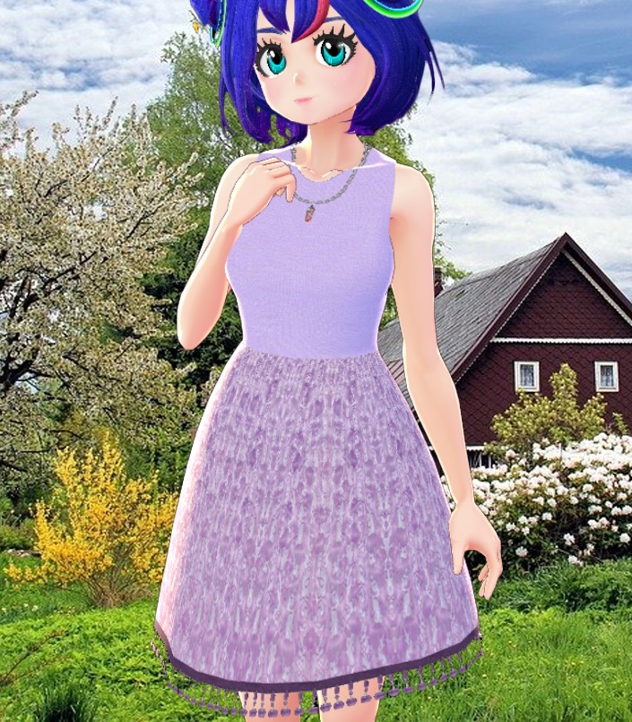 Pastel Spring Dress and Necklace Set