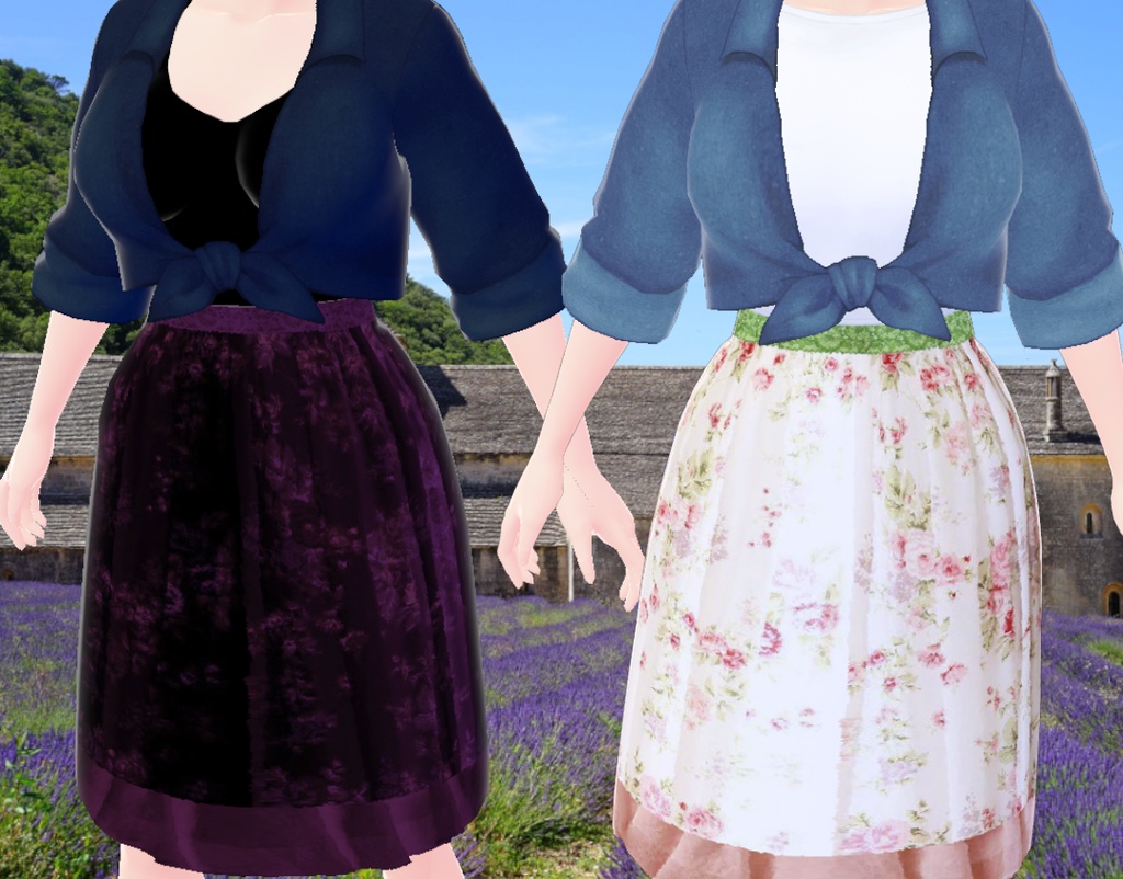 Vintage Floral Skirt Light and Dark Ver.