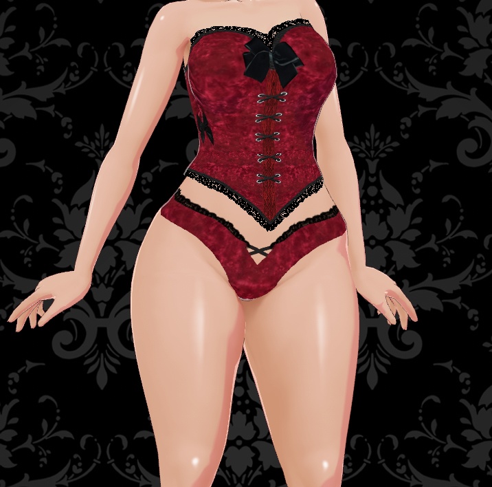 Crushed Velvet Corset and Underwear Set for VRoid