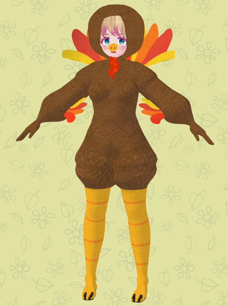 Funny Turkey Thanksgiving Costume for Vroid Studio