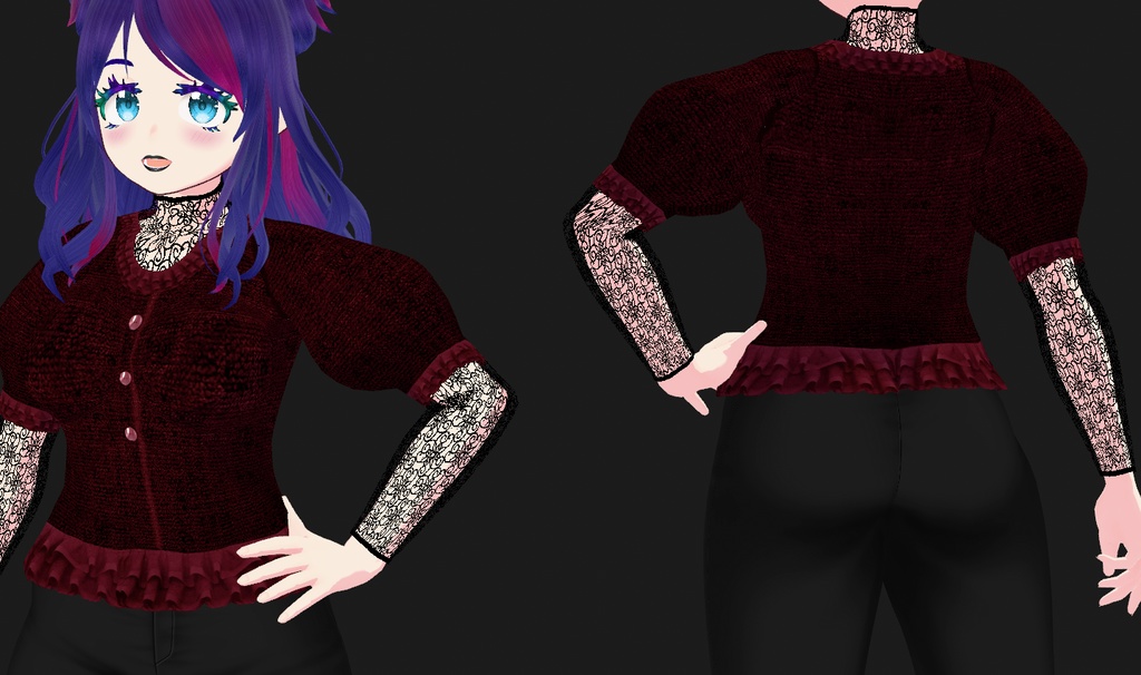 Elegant Gothic Mesh Top for Vroid Studio