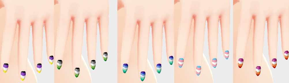 LGBTQA+ Pride Nails Manicure Pack Vol.1 For Vroid Studio