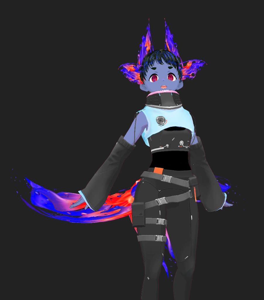 Foxfire Yokai and Kaiju Tail and Ears + Hair Texture Pack for Vroid Studio