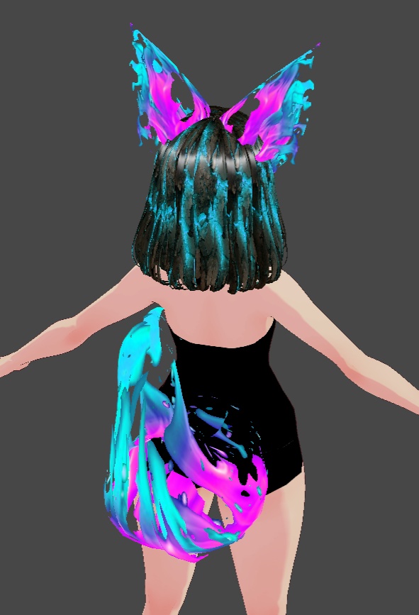 Foxfire Yokai and Kaiju Tail and Ears + Hair Texture Pack for Vroid Studio