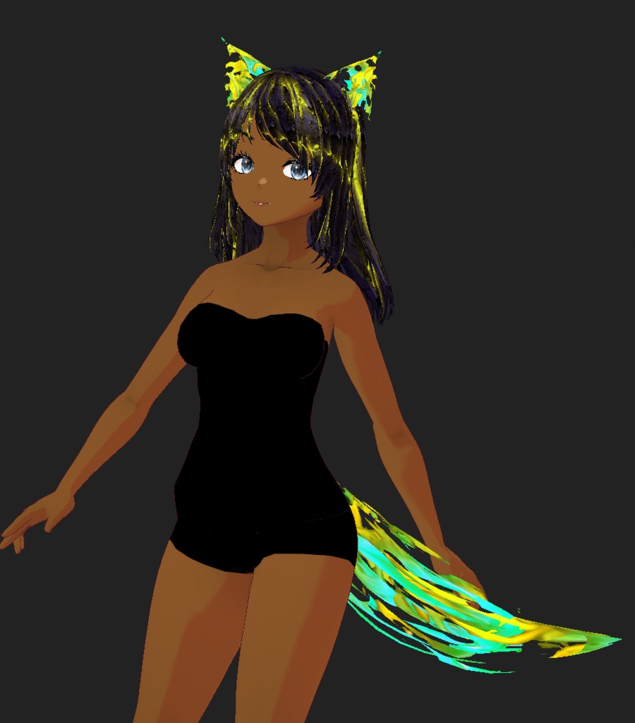 Foxfire Yokai and Kaiju Tail and Ears + Hair Texture Pack for Vroid Studio