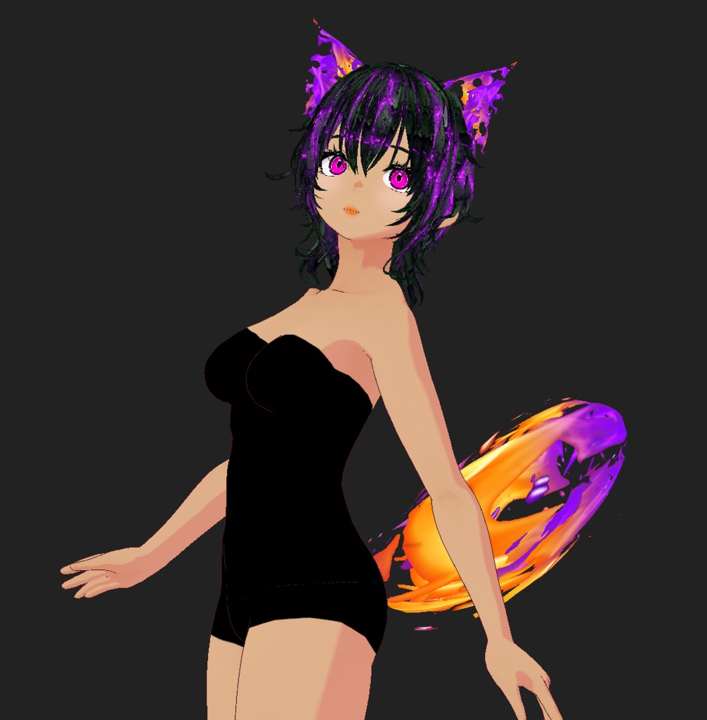 Foxfire Yokai and Kaiju Tail and Ears + Hair Texture Pack for Vroid Studio