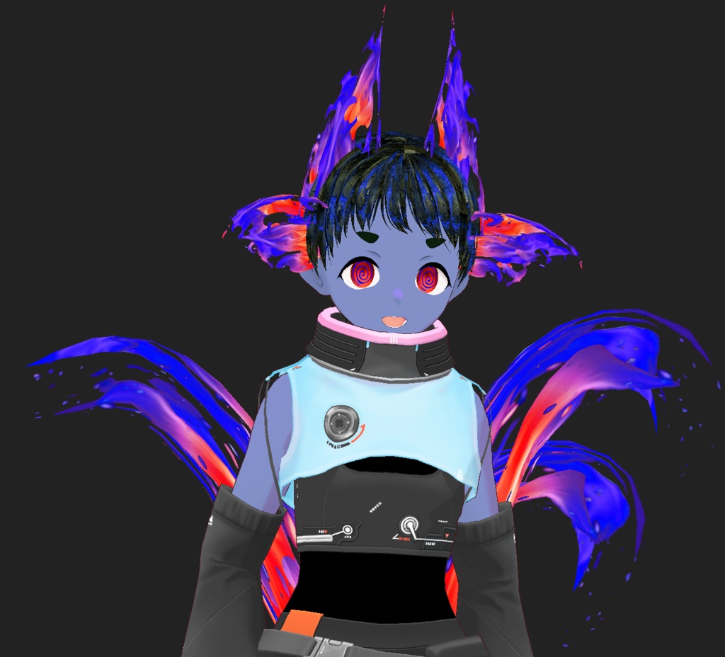 Foxfire Yokai and Kaiju Tail and Ears + Hair Texture Pack for Vroid Studio
