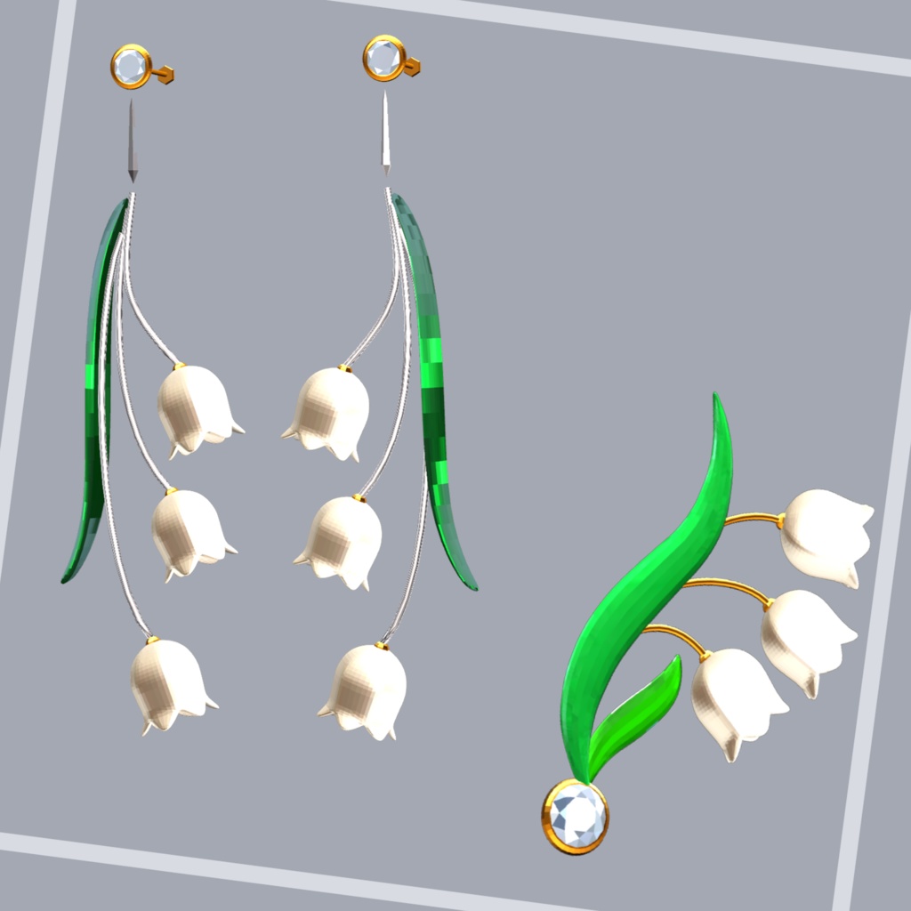 Muguet Bijoux スズラン ピアス・ブローチ