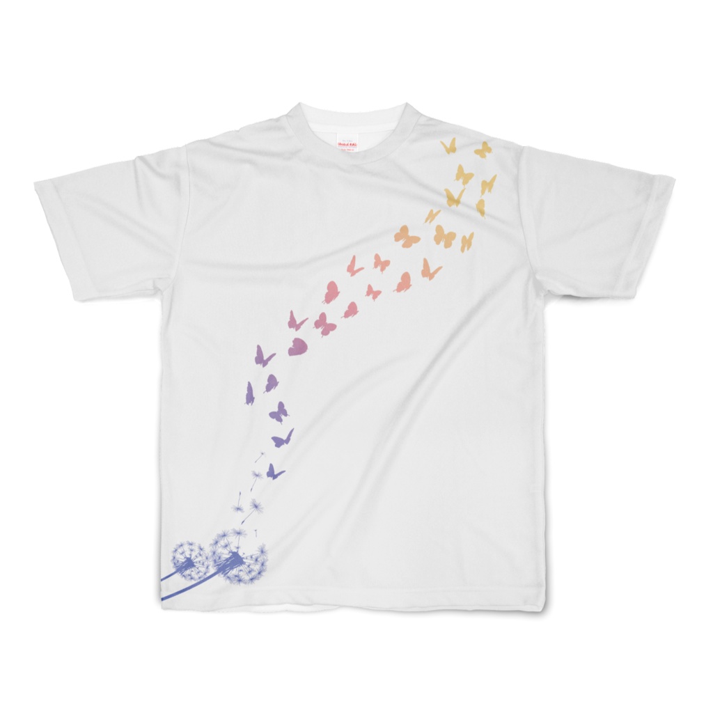 蝶々 タンポポ グラデーション (Tシャツ)