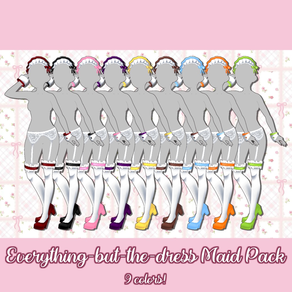 [VroidStudio] Maid accessories (9 colors!) / メイドアクセサリー（全9色！）