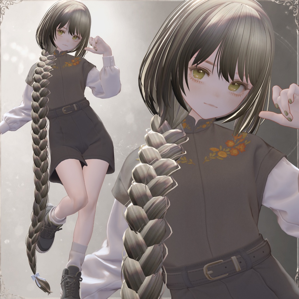 【7アバター対応】 Long Braid Hair