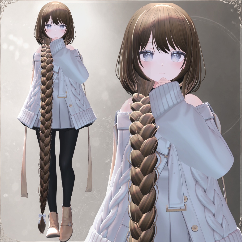 【7アバター対応】 Long Braid Hair