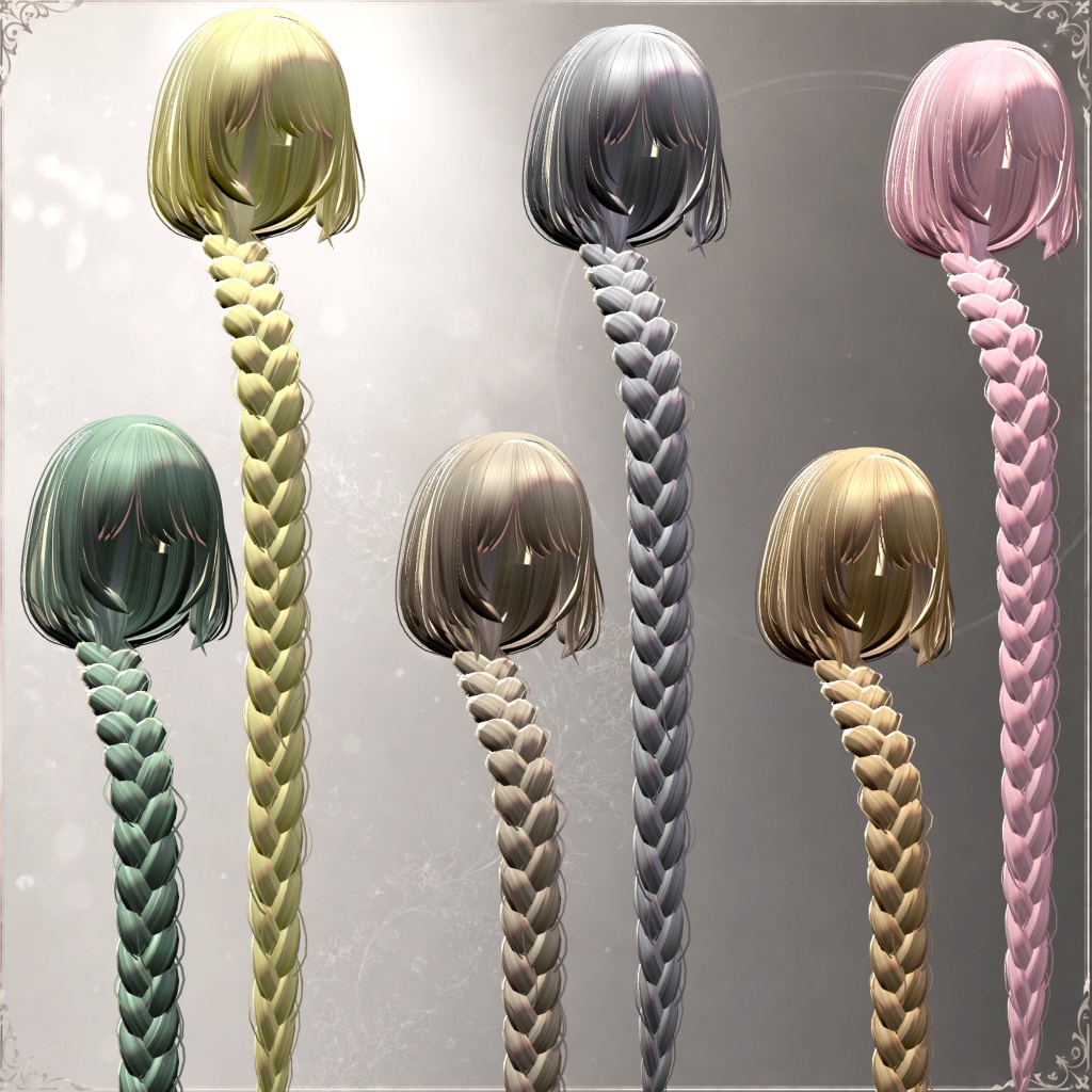 【7アバター対応】 Long Braid Hair