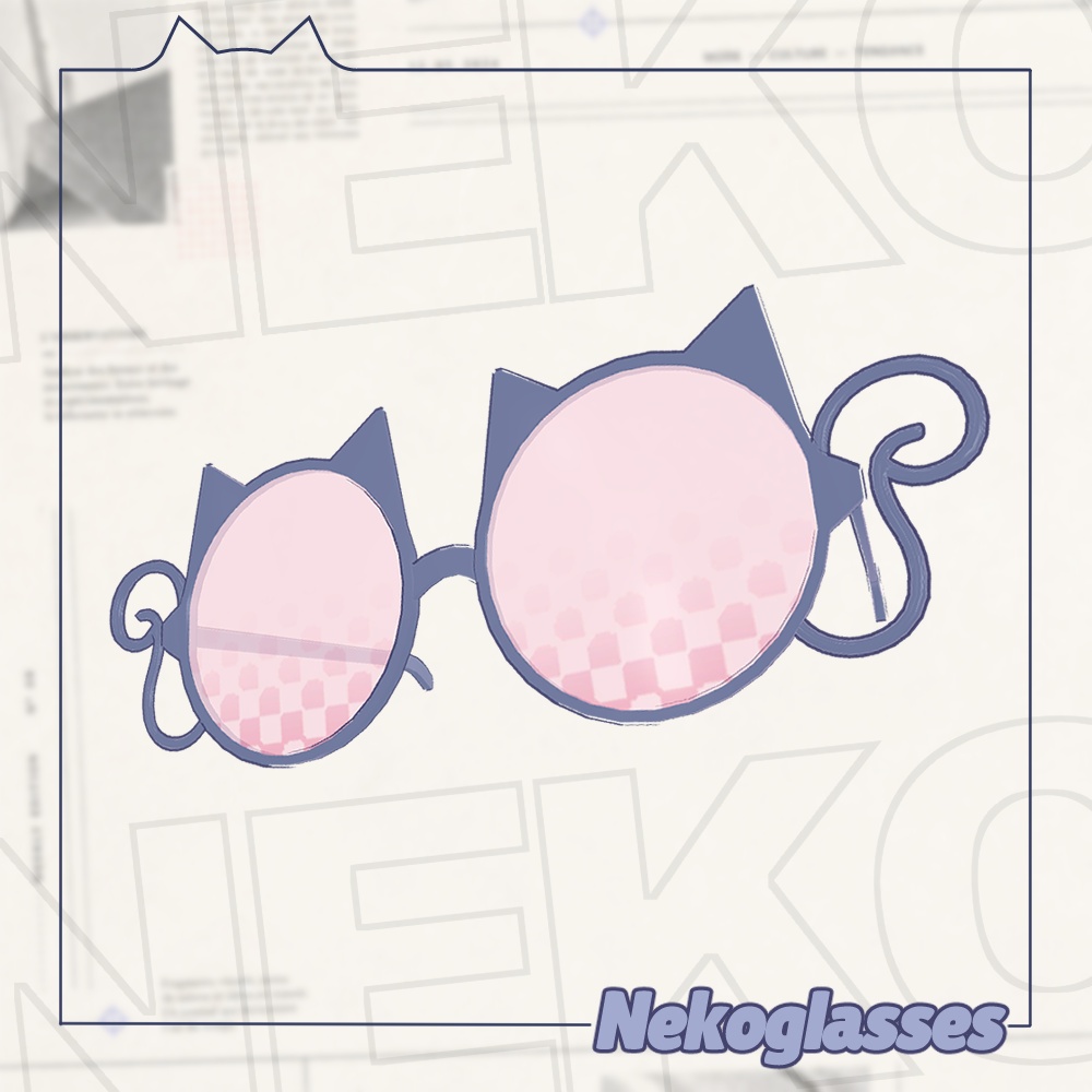 Neko glasses|猫耳ラウンドメガネ【VRChat想定/MA対応】