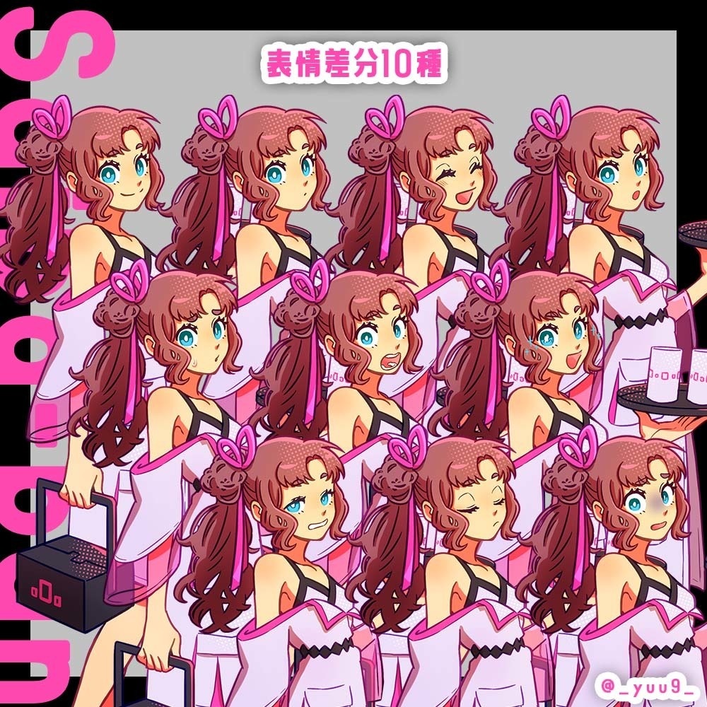 【立ち絵素材】サイバーパンク看板娘01【表情10種】