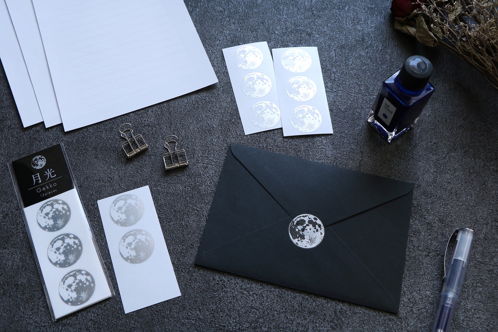 月光 箔押しシール