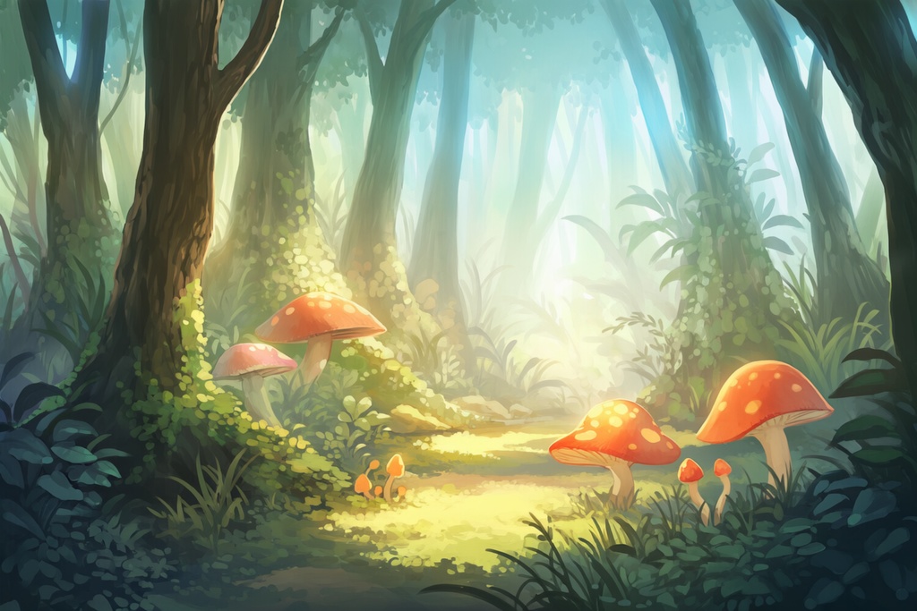 【背景素材】キノコの森【６枚セット】