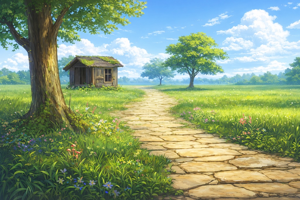 【背景素材】街道と小屋【８枚セット】