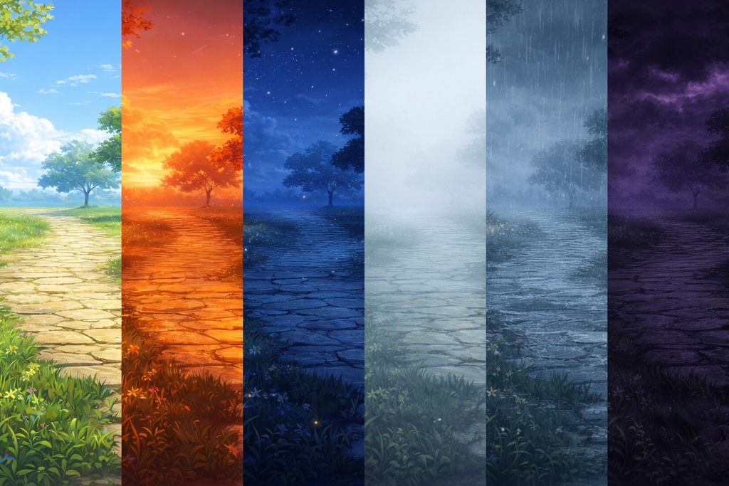 【背景素材】街道と小屋【8枚セット】