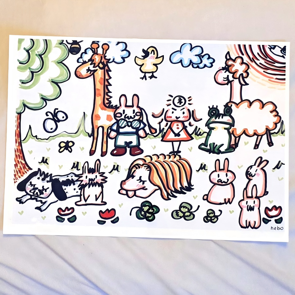 Ａ４ステッカーぴょんモフとｎｅｂｏさんと皆でパシャリ