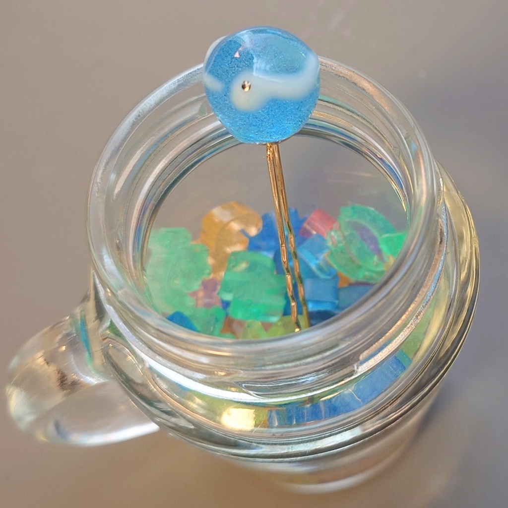 ヘビさんの髪飾り(ひらがなレジン入り瓶に入ってお届け)