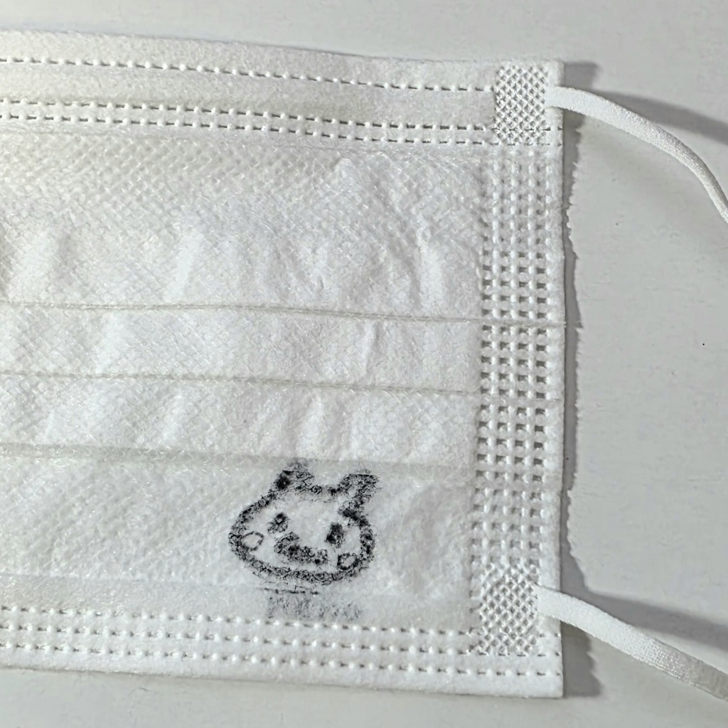 表面イラスト入りの白いマスク(6枚)