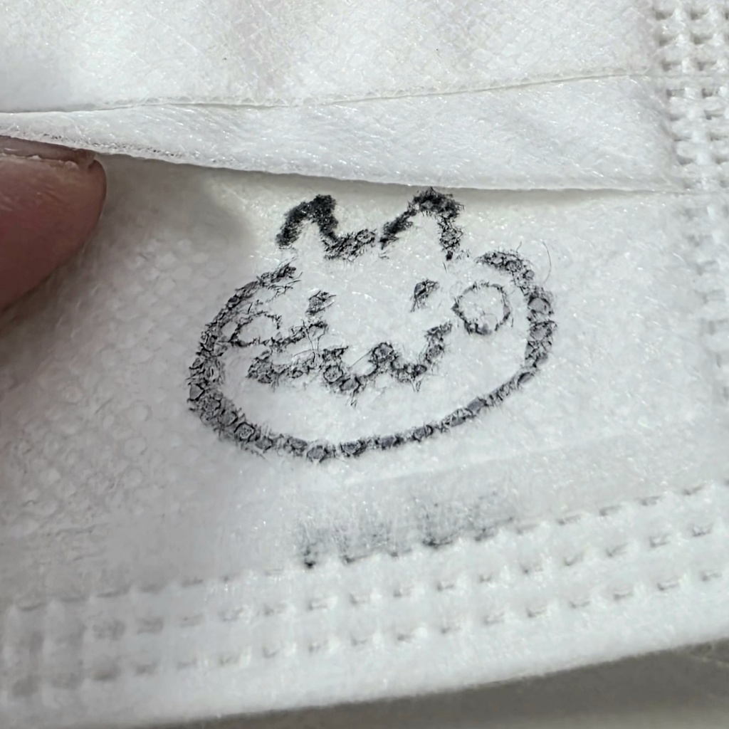 表面イラスト入りの白いマスク(6枚)