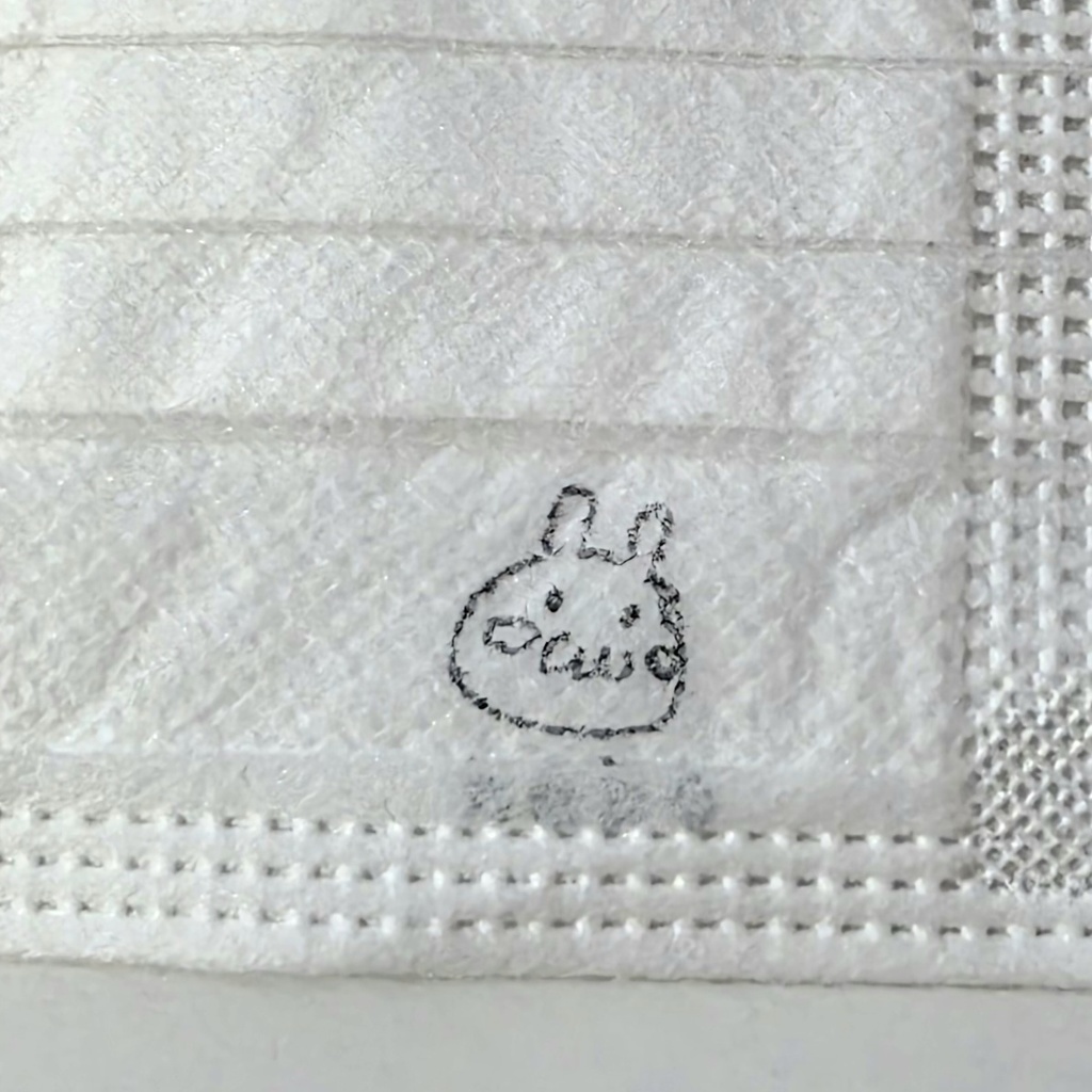 表面イラスト入りの白いマスク(6枚)