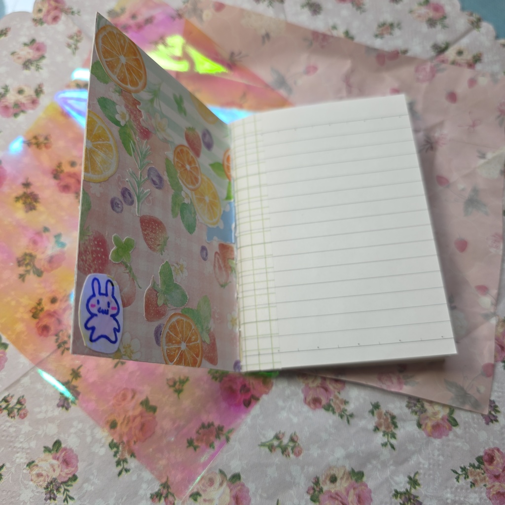 コラージュノート うさぎとフルーツ