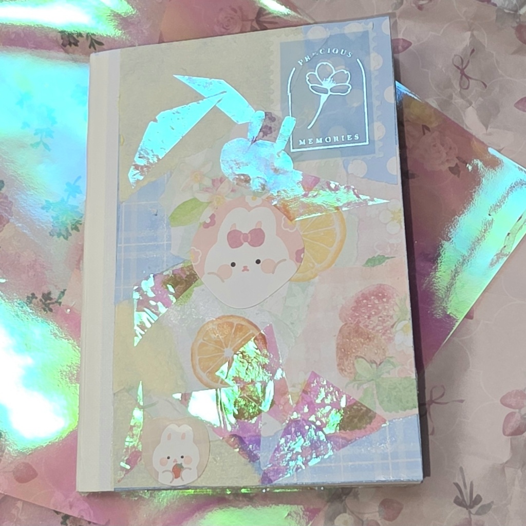 コラージュノート　うさぎとフルーツ