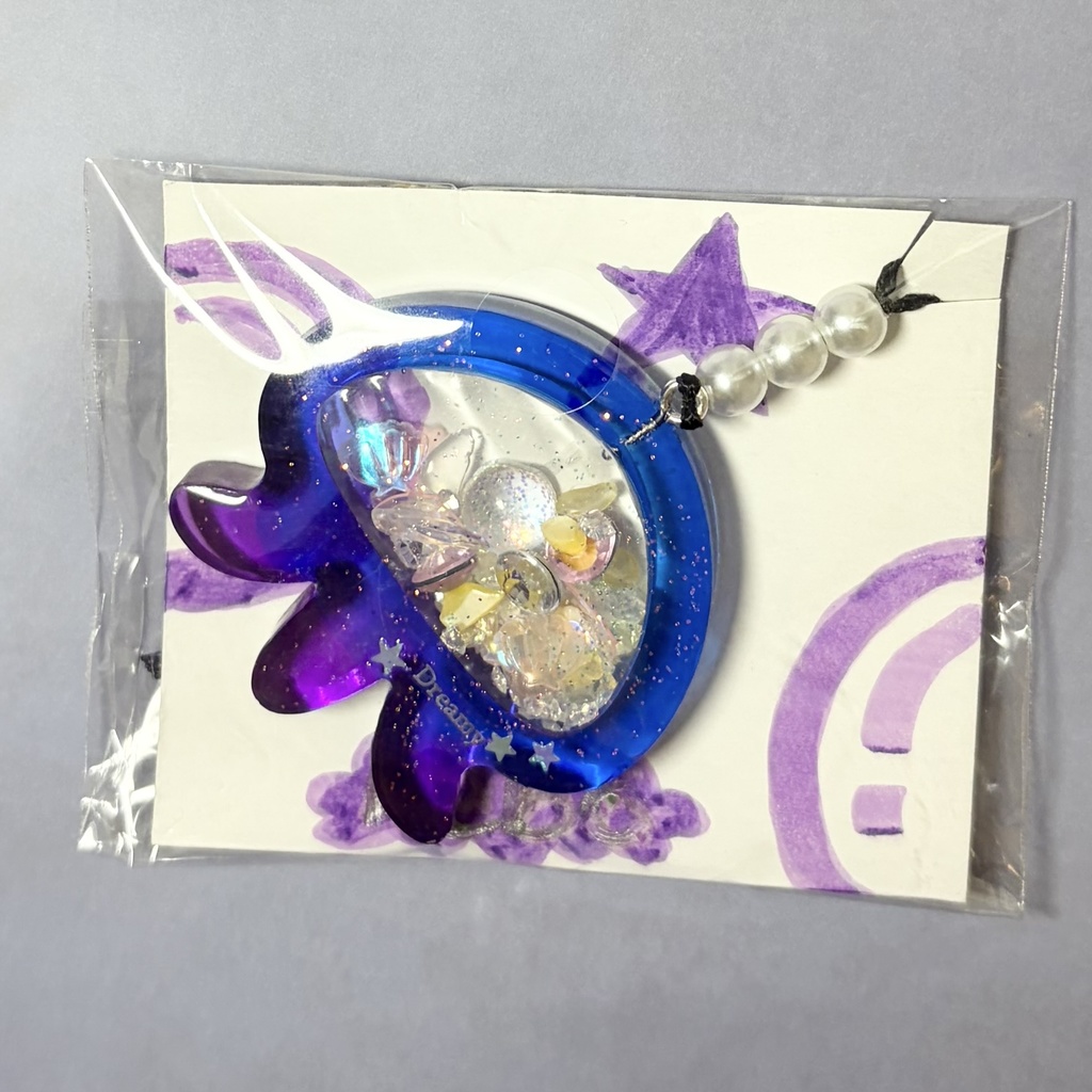 クラゲのシャカシャカストラップ青