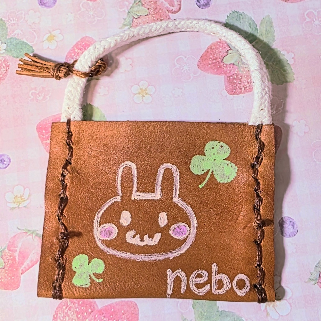 うさぎとクローバーの小さな牛革バック８