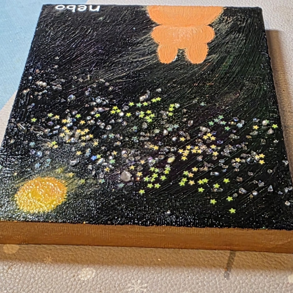 夜に見惚れるうさぎの後ろ姿(絵画)