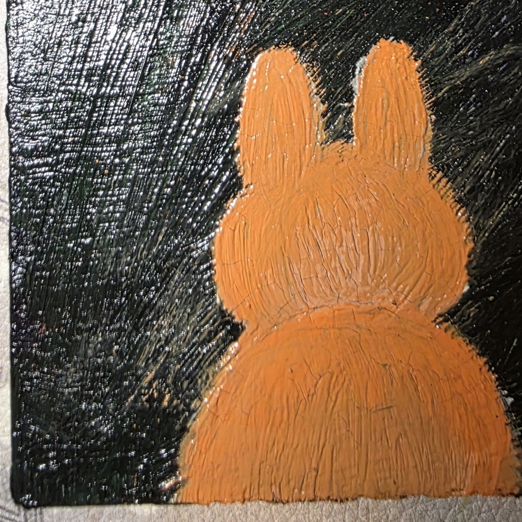 夜に見惚れるうさぎの後ろ姿(絵画)