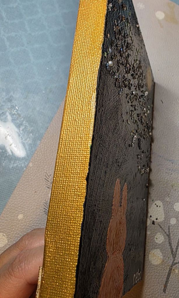 夜に見惚れるうさぎの後ろ姿(絵画)