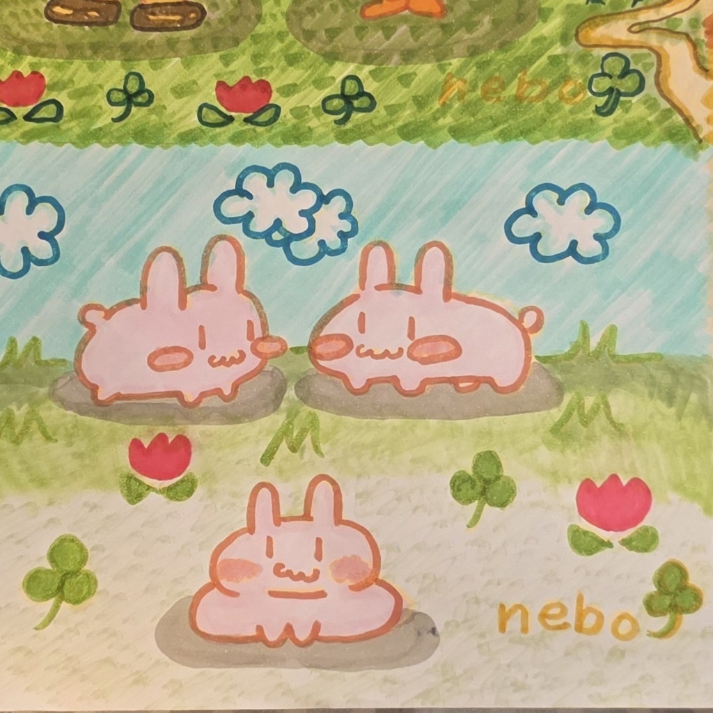 メモ書き出来るうさぎのカレンダーA4(1、2、3、4月)