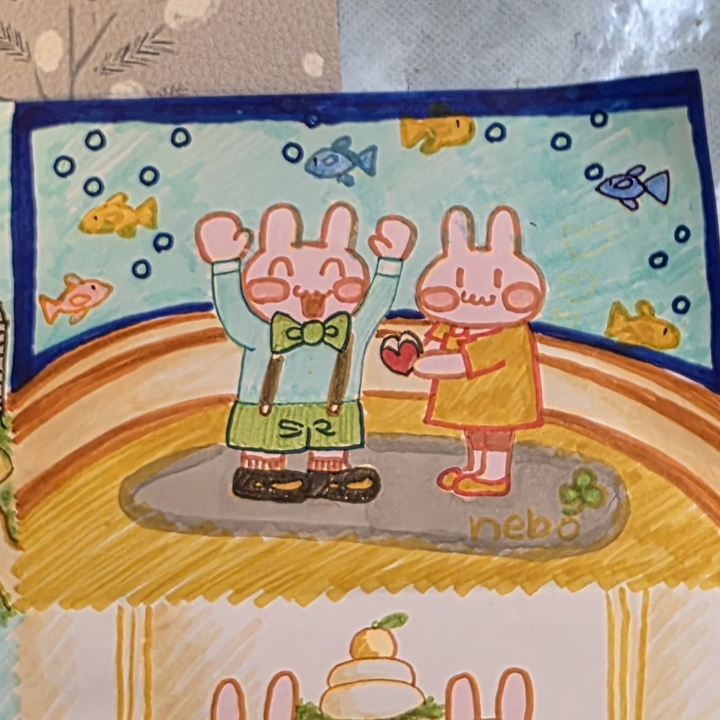 メモ書き出来るうさぎのカレンダーA4(1、2、3、4月)