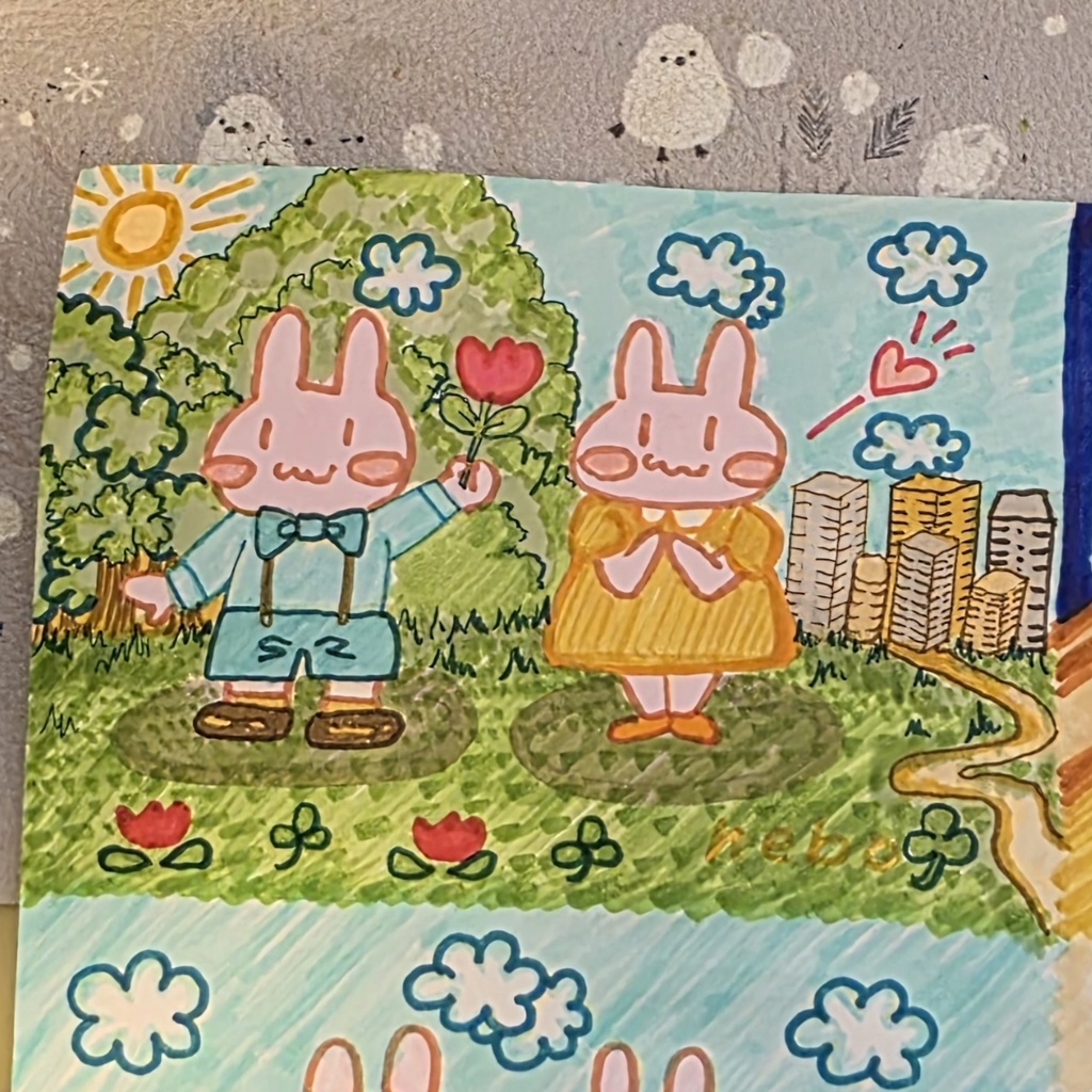 メモ書き出来るうさぎのカレンダーA4(1、2、3、4月)