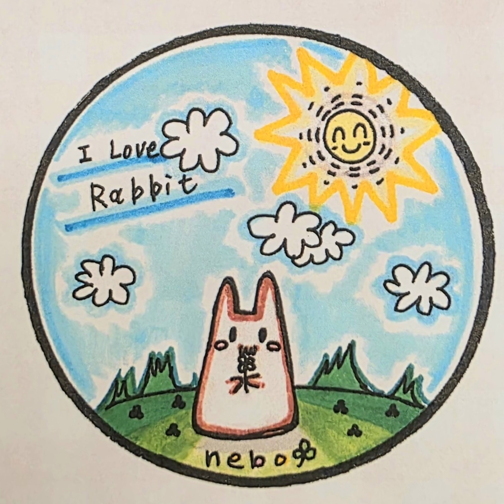 I LoveRabbitステッカーシール円形約７、５cm位
