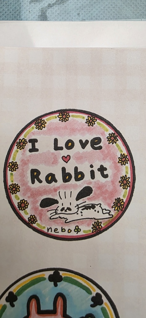 I LoveRabbitステッカーシール円形約７、５cm位