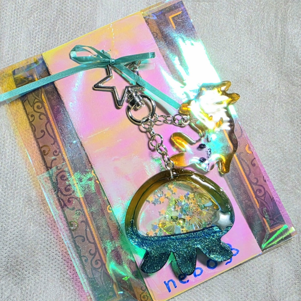 お星さまのカラビナキーホルダー(シルバー)クラゲとうさぎ