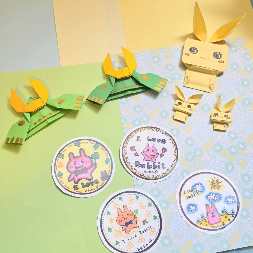 うさぎさんと兜とI LoveRabbitステッカー４枚セット