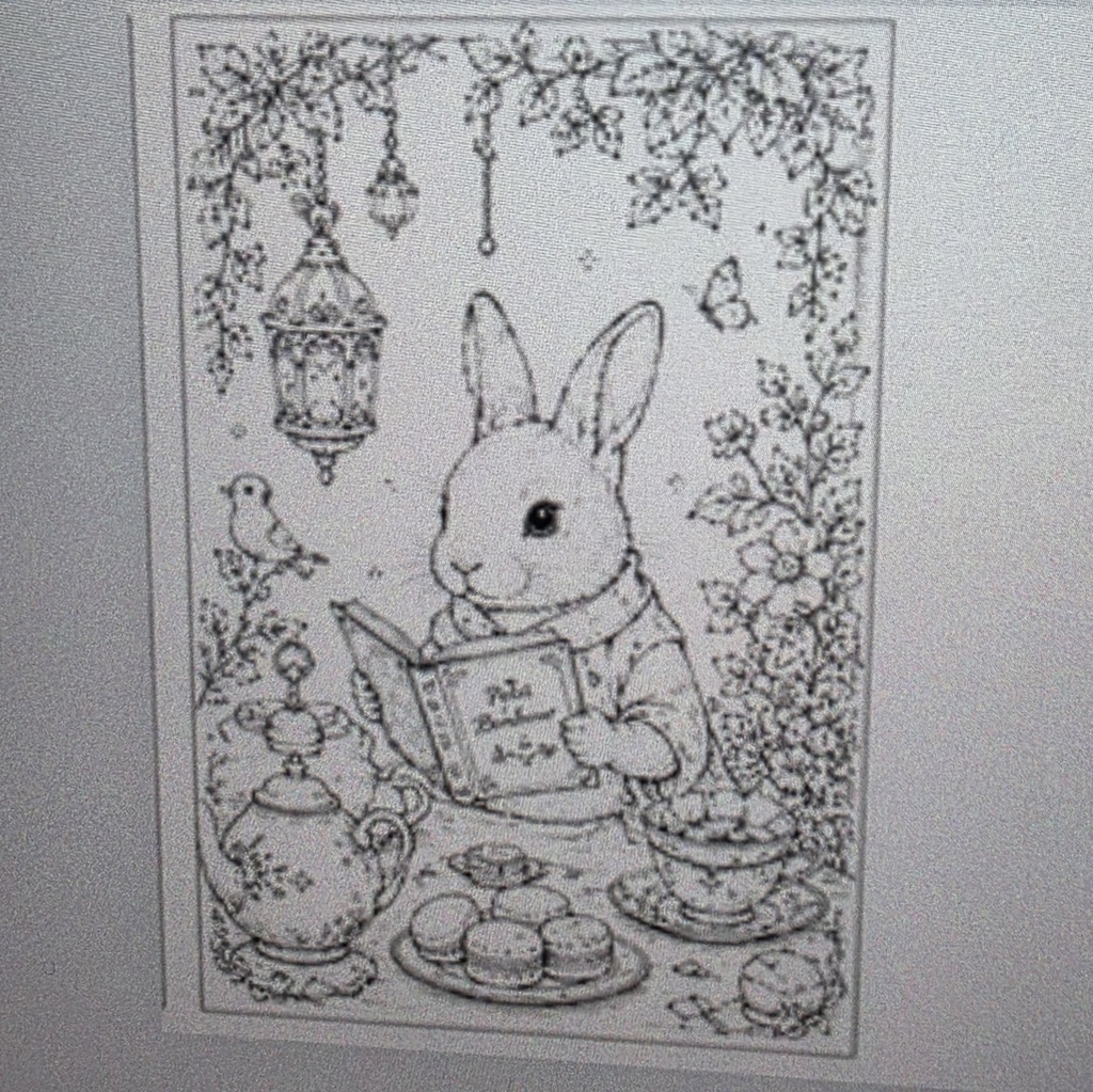(データ版)Coloring Book for Adult Women 大人の女性が楽しむうさぎの塗り絵(塗り移り防止余白あり)