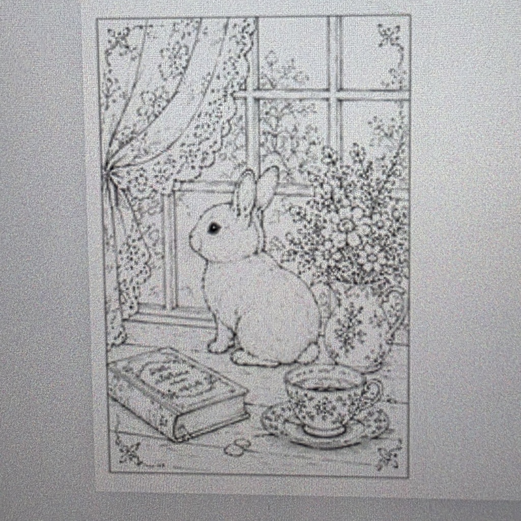 (データ版)Coloring Book for Adult Women 大人の女性が楽しむうさぎの塗り絵(塗り移り防止余白あり)