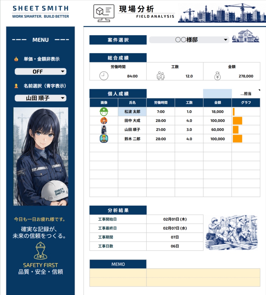日報出面管理プラス｜ver.3 【小規模・一人親方に最強ツール】