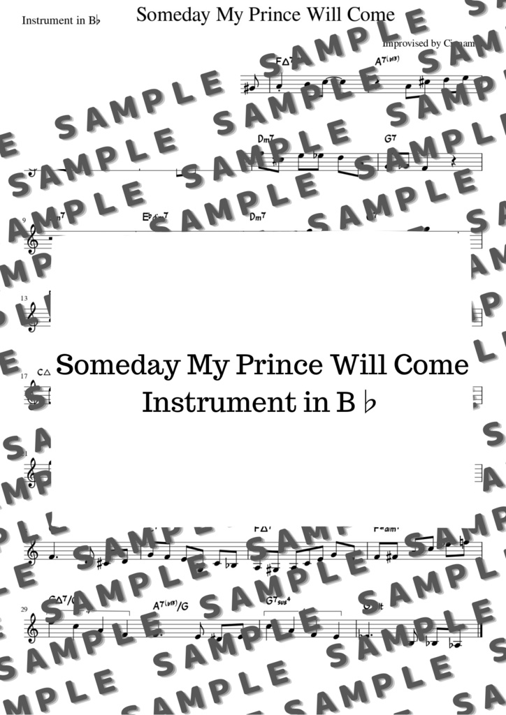 Someday My Prince Will Come いつか王子様が アドリブソロ コピー譜 しなもん と わんわん先生 のアドリブ教室 Improvisation Class By Cinnamon And Mr Wanwan Booth