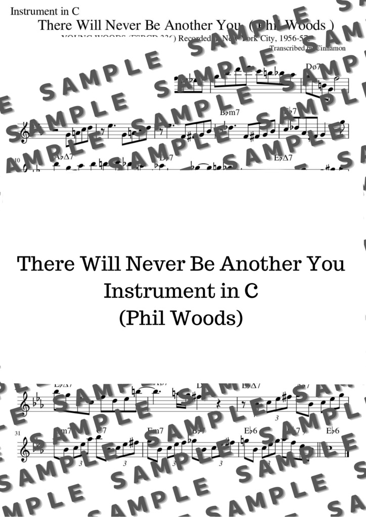 There Will Never Be Another You (Phil Woods)  transcription アドリブソロ コピー譜