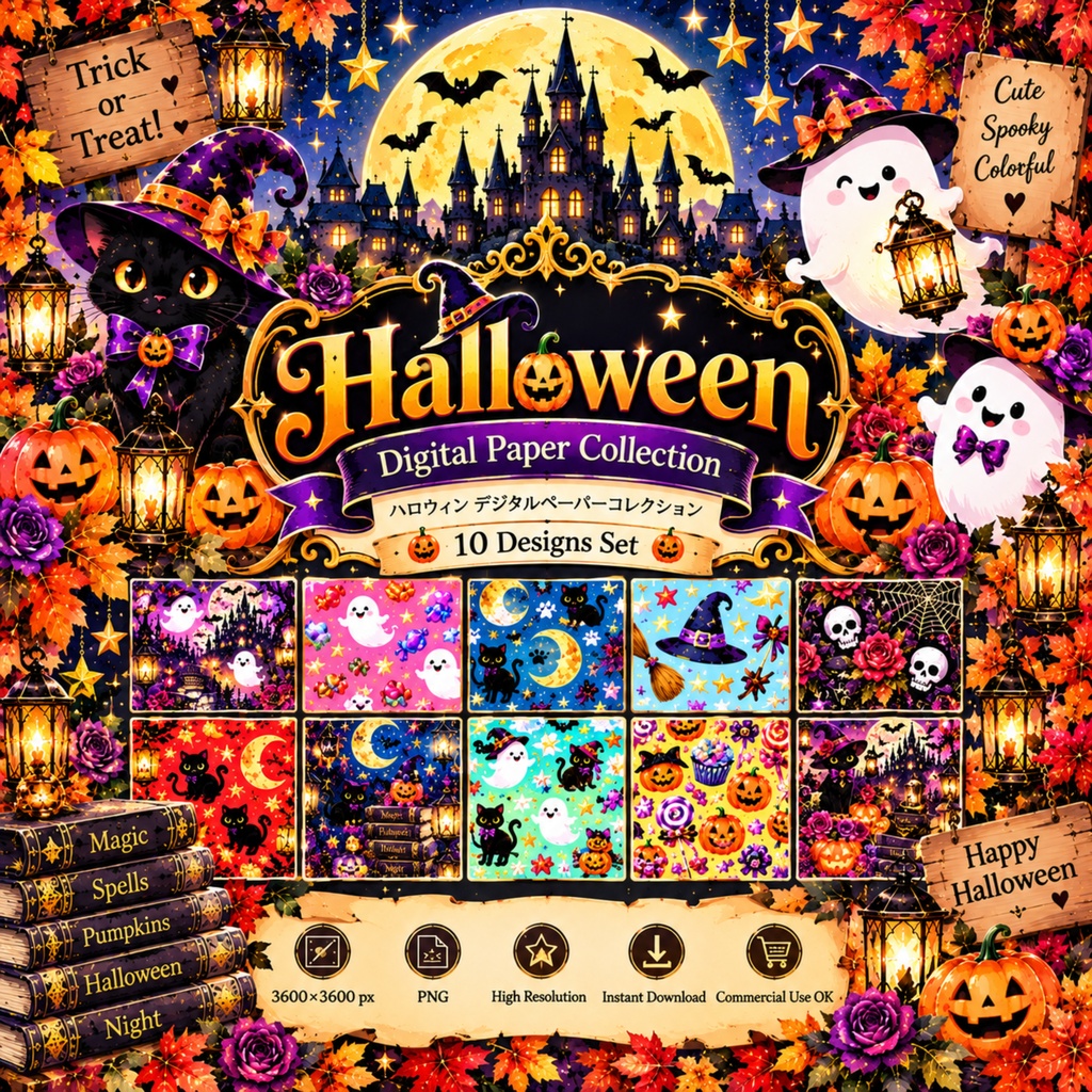 ハロウィンデジタルペーパー１０枚セット