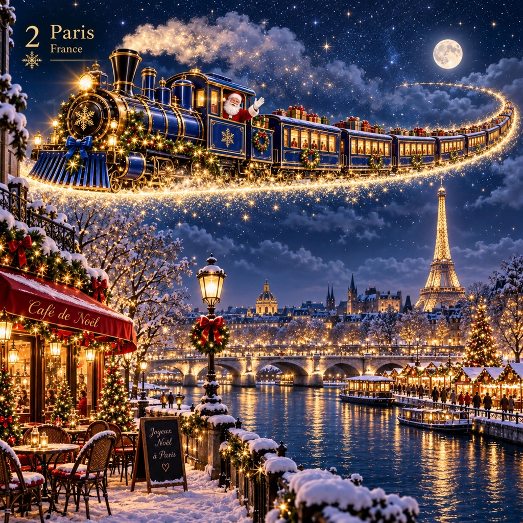 世界を旅するクリスマス列車 — Christmas Train Around the Worldデジタルペーパー