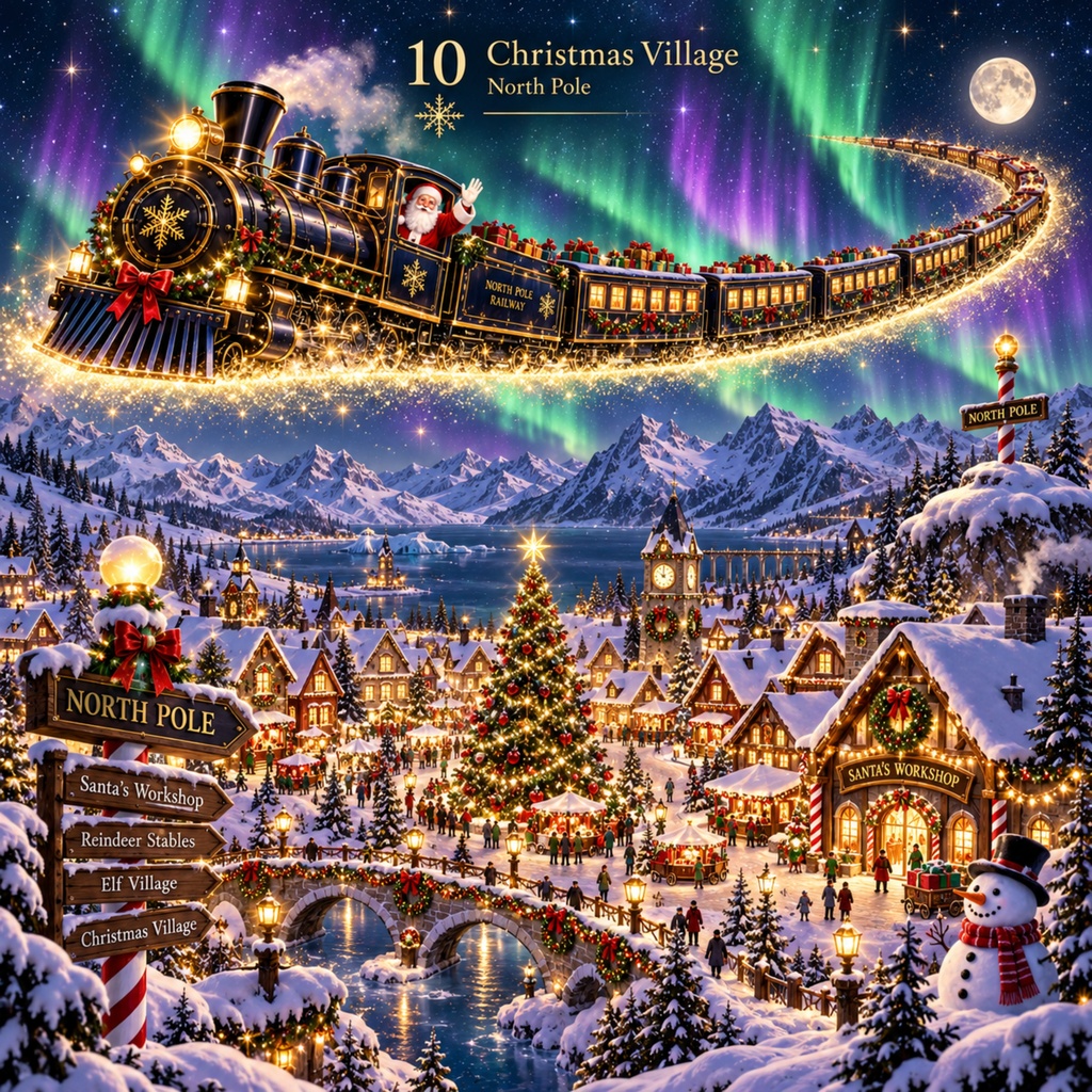 世界を旅するクリスマス列車 — Christmas Train Around the Worldデジタルペーパー